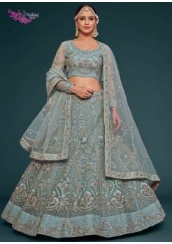 Blue   Soft Net Lehenga